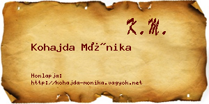 Kohajda Mónika névjegykártya